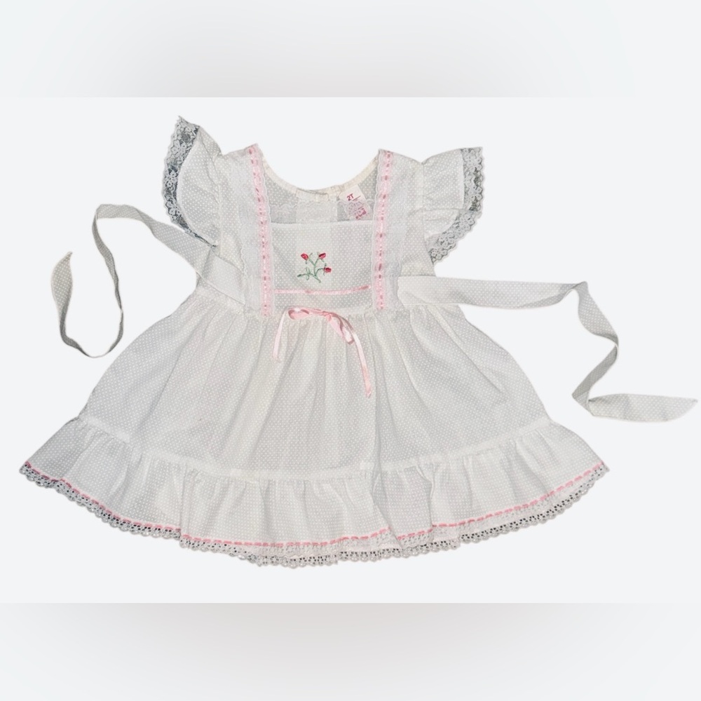 Sears Toddler Girls' sheer white Polka Dot Dress 2T